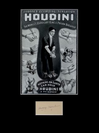 Harry Houdini Signed Autograph Photo Display Magician Illusionist Escapologist