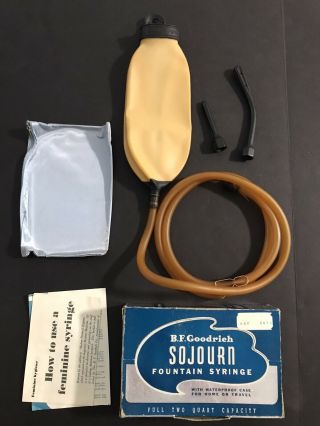 Vintage 1950s Bf Goodrich Sojourn 3745 Latex Douche Enema Bag Kit Box