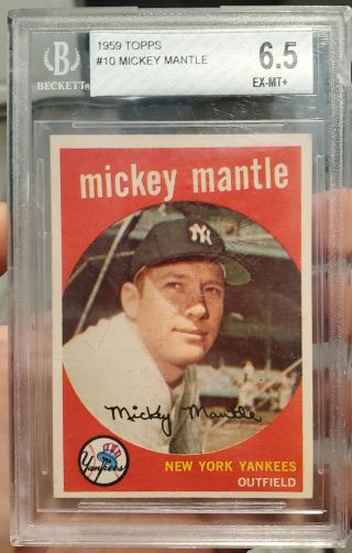 1959 Topps Mickey Mantle Bvg Bgs 6.  5 Small Chip In Case Good Subs Low Bin