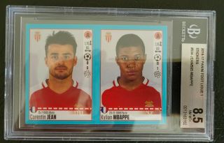 2016 - 17 Panini Foot Ligue 1 Sticker 504 Corentin Jean Kylian Mbappe Rc Bgs 8.  5