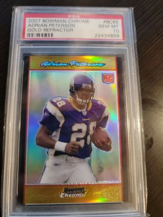 Adrian Peterson 2007 Bowman Chrome Gold Refractor Bc65 Rc Rookie Psa 10 /50 Wow