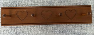 Vtg Longaberger Wood Peg Rack Wall Mount Engraved Heart Design W.  C.  Mock Family