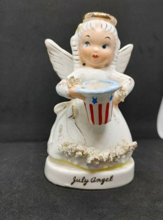 Vintage Napco July Birthday Angel Girl Figurine A1367 4th Of July Patriotic