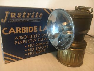 Rare Vintage Justrite Carbide Miners Lamp Mdl 2 - 810 With Box