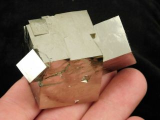 Three Entwined Pyrite Crystal Cubes In A Big Cluster Spain 220gr