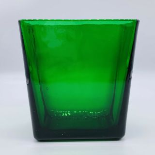Vintage Napco Planter Vase Emerald Green Glass Rectangular 7”t 6”w