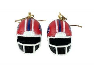 Vintage Russ Plastic Buffalo Bills Football Helmet Dangle Earrings 2