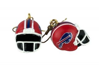 Vintage Russ Plastic Buffalo Bills Football Helmet Dangle Earrings 3