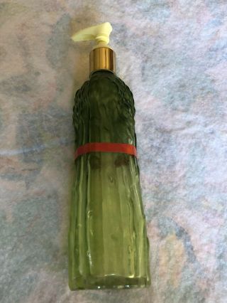 Vintage Avon Asparagus Glass Bottle Lotion Pump Dispenser W/ Bow