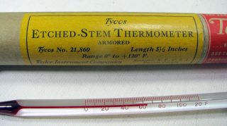 Vintage Armored Taylor Tycos No.  21,  860 Etched - Stem Thermometer 2