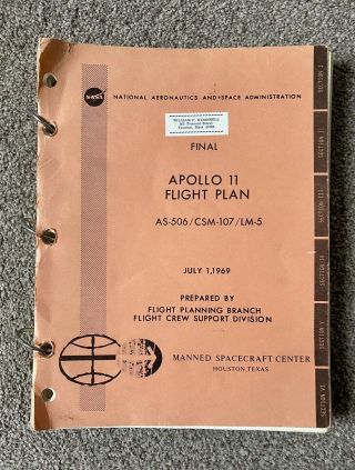 Apollo 11 Nasa Vintage Final Flight Plan