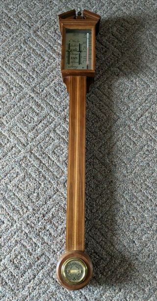 Rare 38 " Vintage Wood Airguide Weather Station Thermometer Barometer 1977