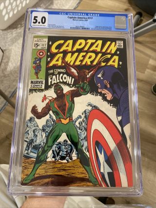 Captain America 117 Cgc 5.  0 1969 1st App Origin Sam Wilson Falcon Marvel Comics