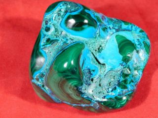 A Big Polished Malachite Pebble With Chrysocolla 256gr