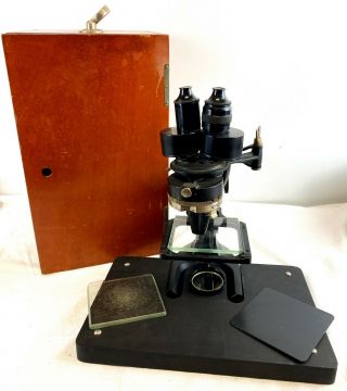 Vintage Spencer Buffalo Usa Microscope In Wooden Case 113309