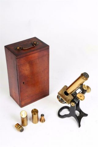 Vintage C1900 Brass Microscope With Case 1608