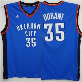 Kevin Durant 35 Oklahoma City Thunder Adidas Nba Jersey Large Blue