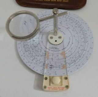 Vtg The Rotarule A 50 Inch Pocket Slide Rule No Aa 1821 With Leather Case