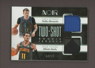 2018 - 19 Panini Noir Two - Shot Luka Doncic Trae Young Rc Rookie Dual Jersey 57/99