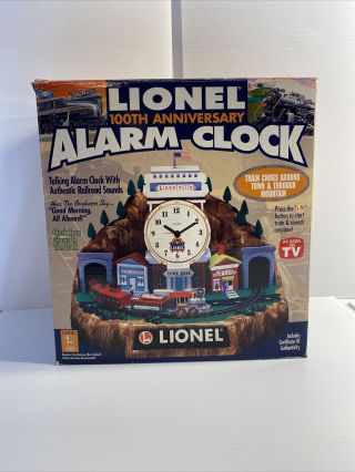 Lionel 100th Anniversary Alarm Clock Lionelville Station Moving Train & Sound