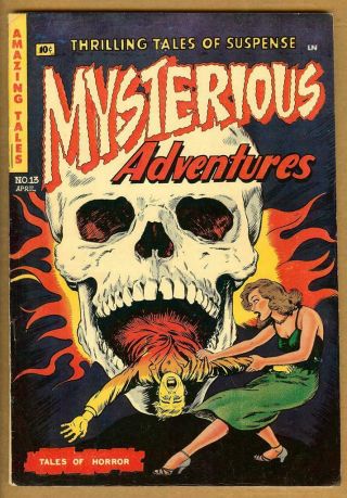 Mysterious Adventures 13 Restored Pre - Code Horror Classic Skull Cover