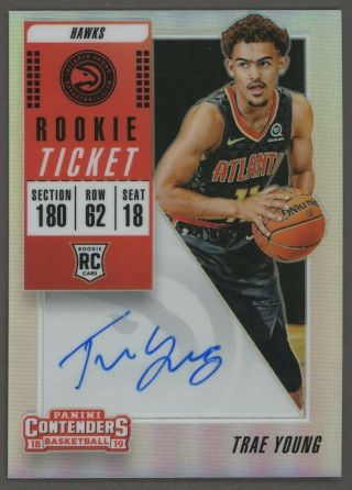 2018 - 19 Panini Contenders Premium Rookie Ticket 142 Trae Young Rc Auto Hawks