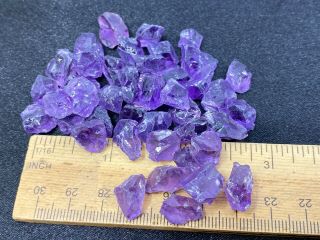 Rough Amethyst Gemstones from Box Marked,  ' Facet Rough ' - 47.  8 Grams - Estate Find 2