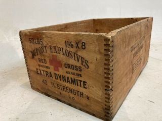 Rare Vintage Dupont Explosives Extra Dynamite Wood Wooden Case Crate Box 50 Lbs.