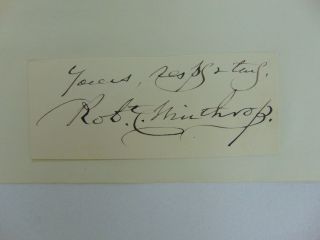 " Speaker Of The House " Robert Charles Winthrop Signed 1.  75x4.  25 Card Mueller