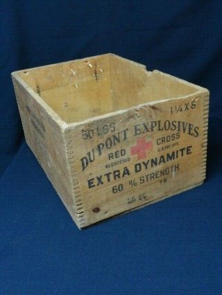 Rare Vintage Dupont Explosives Extra Dynamite Wood Wooden Case Crate Box