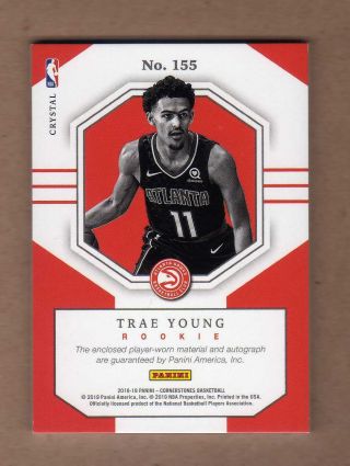 2018 - 19 Panini Cornerstones.  Trae Young Auto Patch Jersey RC 5/75.  Hawks 2