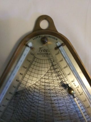 Vintage Tycos Instrument Lloyds 1902 Hygrodeik Brass Scientific Weather Station 3