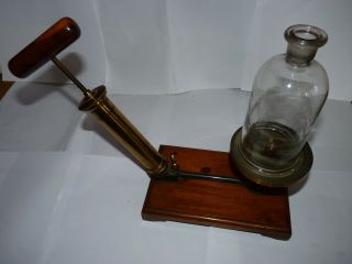 Antique Scientific Instrument - Victorian Mahongany & Brass Laboratory Vacuum Pump