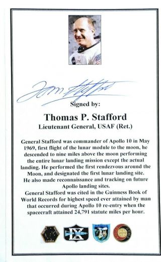 Tom Stafford Apollo 10 Commander Astronaut Autograph Signed Label