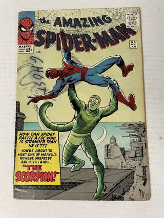 Spider - Man 20 Vintage Marvel Comic Key 1st Scorpion Silver Age 12c