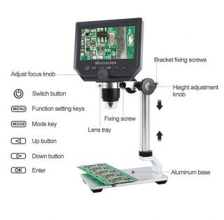 600x Usb Digital Microscope With 4.  3 " Screen 8 Led Light For Pc Coin Inspection