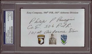 Philip Perugini Band Of Brothers Wwii Signed Index Card Psa Dna Autograph Auto