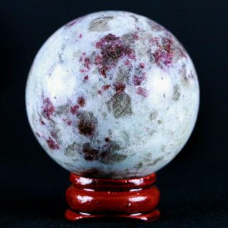 46mm Rubellite Crystal Sphere Ball Pink Tourmaline,  Quartz Crystal Mineral Stan