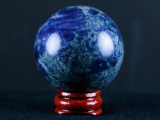 47mm Natural Blue Polished Sodalite Crystal Sphere Ball Orb Mineral Stand