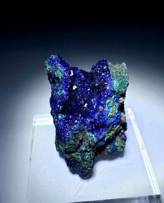 Wow - Glassy Blue Azurite Crystals W/ Green Malachite Matrix,  Mine China
