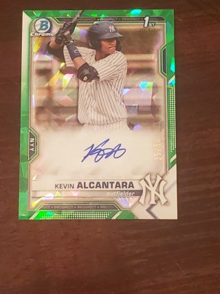 Kevin Alcantara 2021 1st Bowman Chrome Sapphire Green Auto 35/50 Yankees