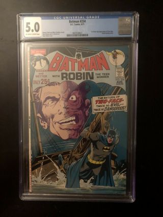 Batman 234 Cgc 5.  0 First Silver Age Appearance Of Two - Face Ow/w Neal Adams