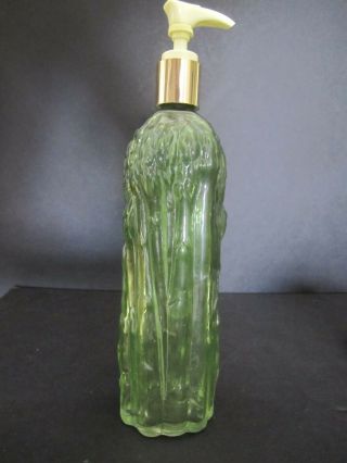 Vintage Avon Asparagus “garden Fresh” Green Glass Bottle Lotion Soap Dispenser