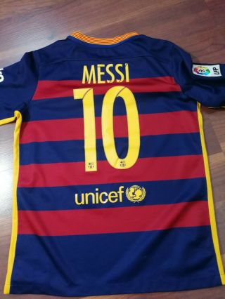 Euc Nike Authentic Fcb Barcelona Messi 10 Soccer Jersey Youth Large Qatar