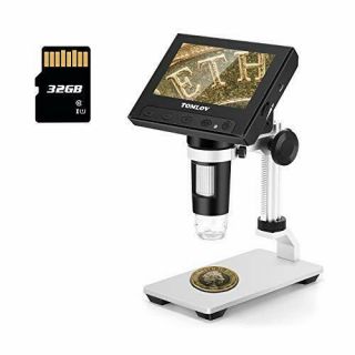 Tomlov 4.  3 " Lcd Digital Microscope With Sd Card 50x - 1000x Magnification Coin.