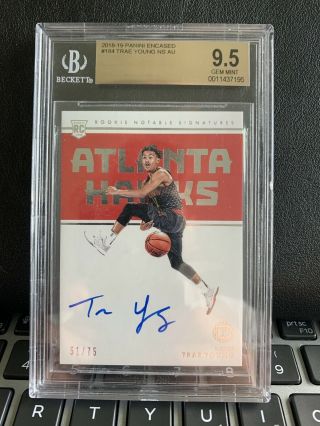 2018 - 19 Panini Encased Trae Young Rc Autograph /75 Bgs 9.  5 / 10 Auto