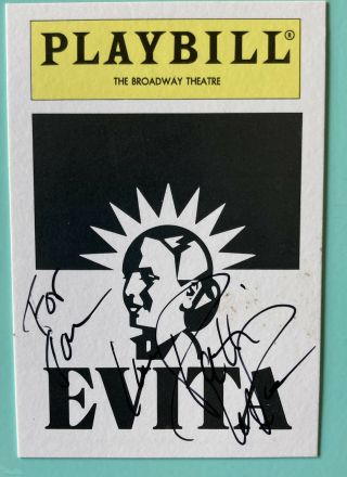 Patti Lupone Signed / Inscribed Evita Playbill Trading Card 3.  5”x2.  5” Broadway
