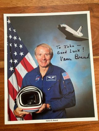 Nasa Litho Of Apollo Soyuz And Shuttle Astronaut Vance Brand Signed