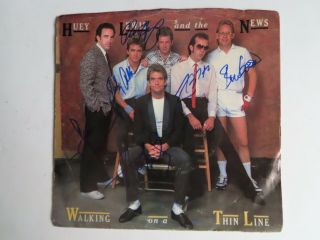 Signed Autographed 45 Record Sleeve Only Huey Lewis & The News - Walking On A