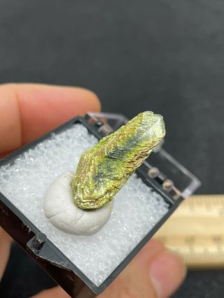 Lovely Autunite Mineral Specimen In Thumbnail Box - Vintage Estate Find